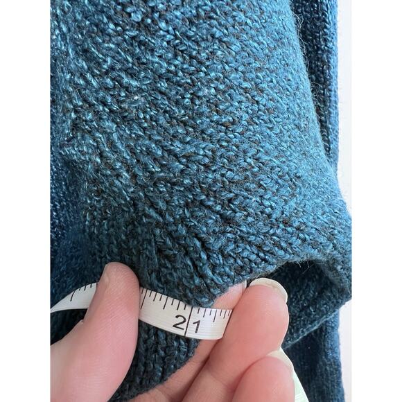 Vintage Roll Neck Chunky Knit Sweater Women's Oversized Teal Cape Cod 90s Y2K - Picture 6 of 8